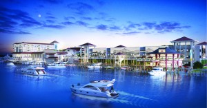 The parking garage and crab shack from Fisherman's Creek.